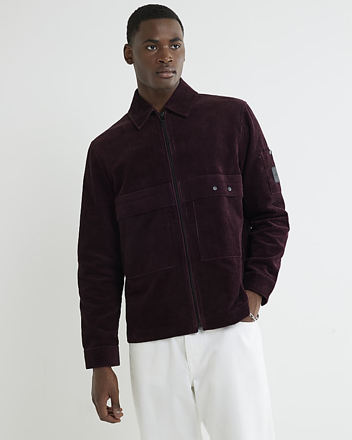 Purple Regular Fit Corduroy Shacket