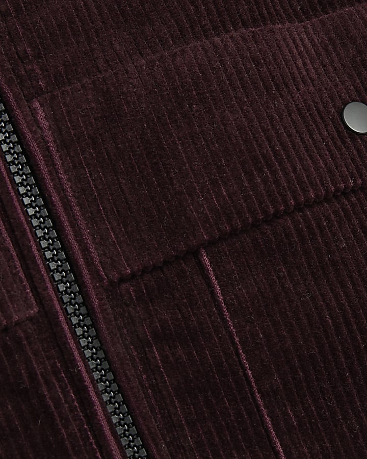 Purple Regular Fit Corduroy Shacket