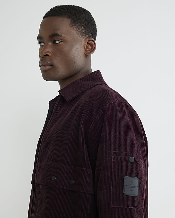 Purple Regular Fit Corduroy Shacket
