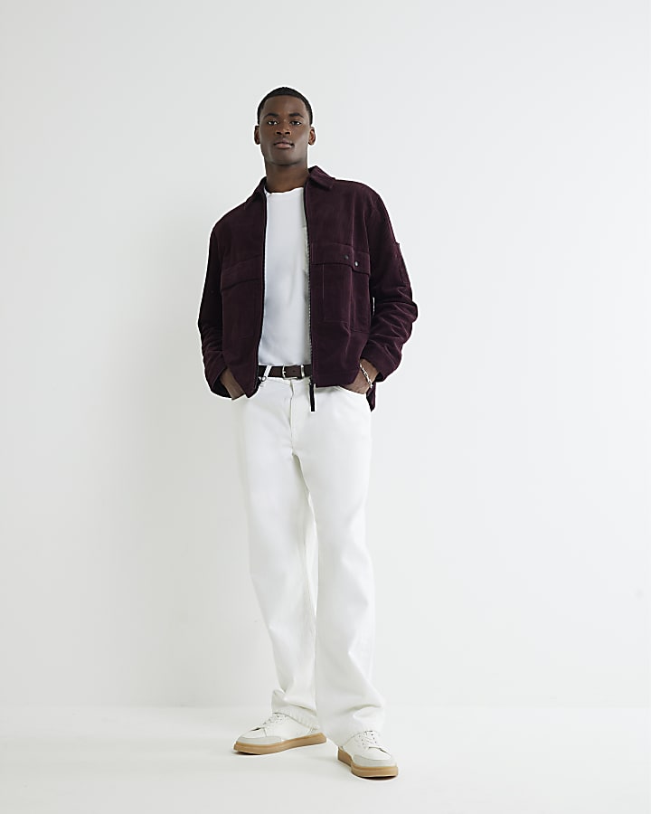 Purple Regular Fit Corduroy Shacket