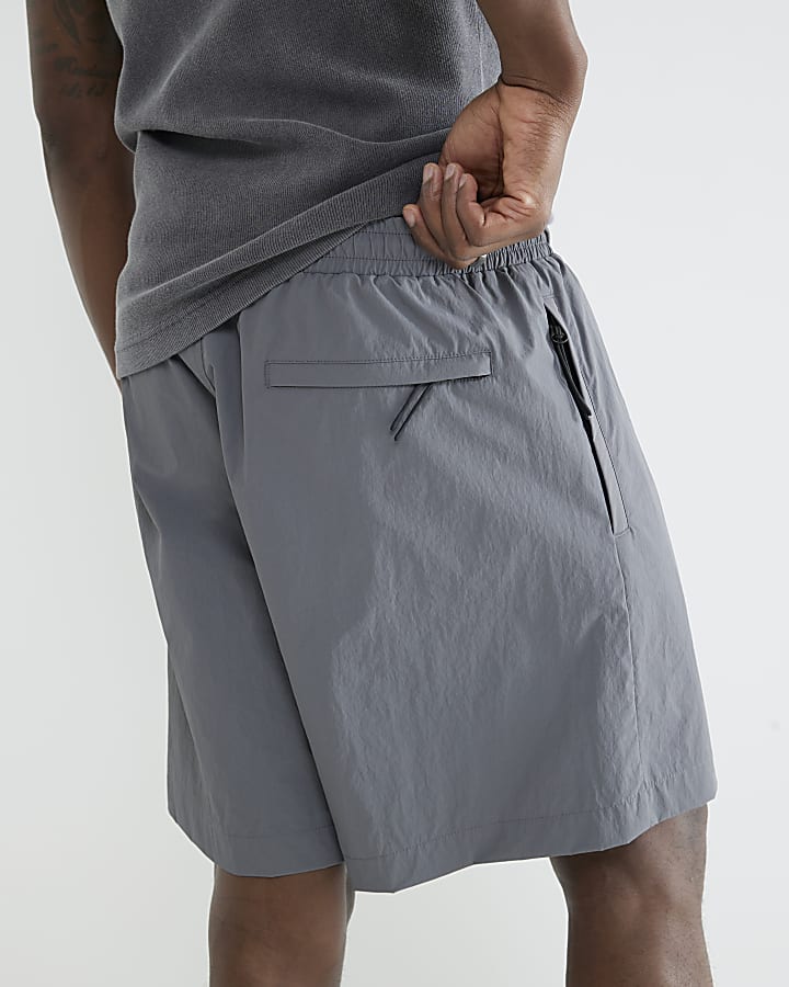 Grey Dragon Print Swim Shorts