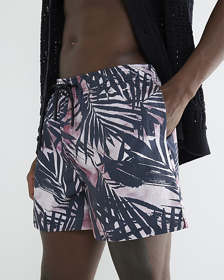 Pink Palm Print Swim Shorts