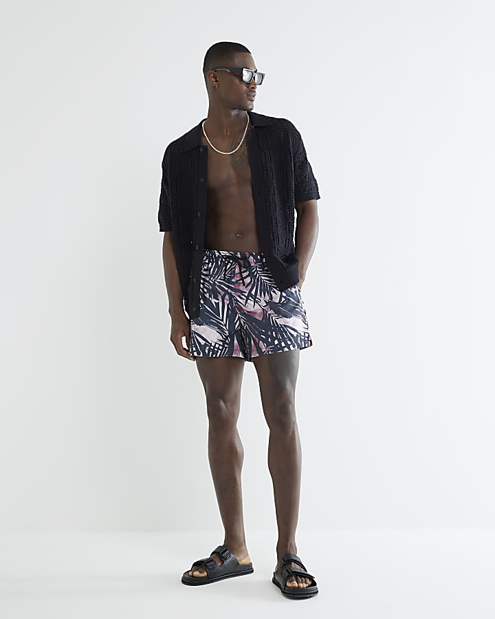 Pink Palm Print Swim Shorts