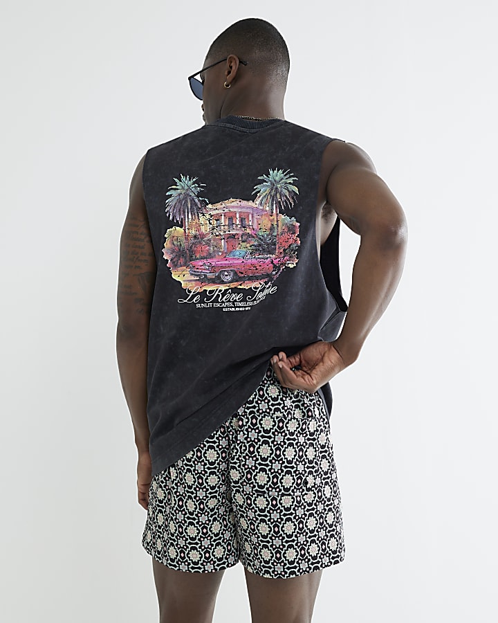 Multi Colour Geometric Swim Shorts