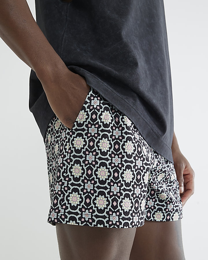 Multi Colour Geometric Swim Shorts