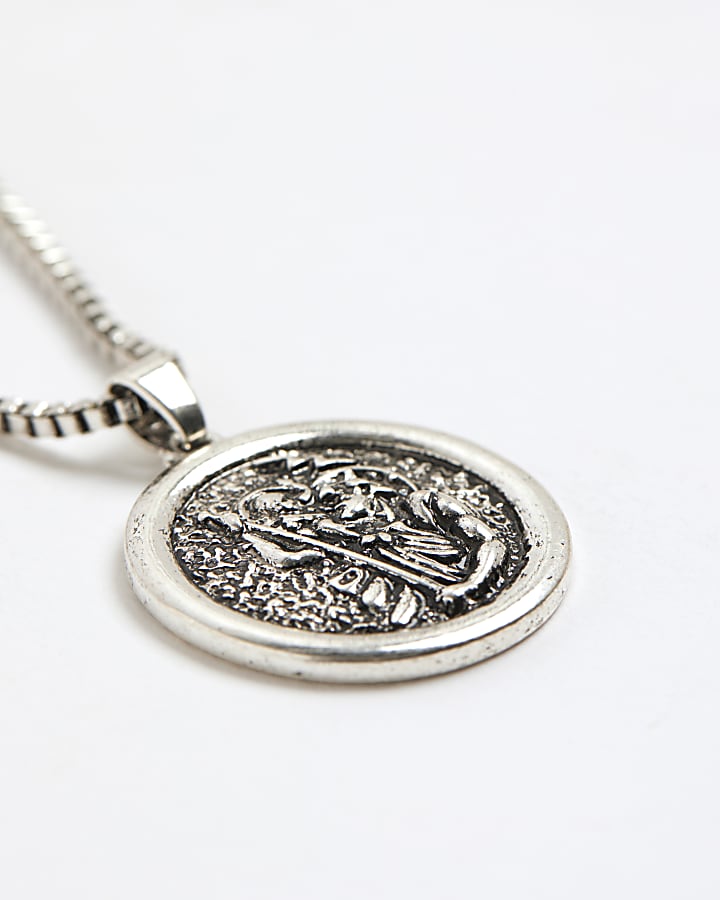 Silver Christopher Coin Necklace