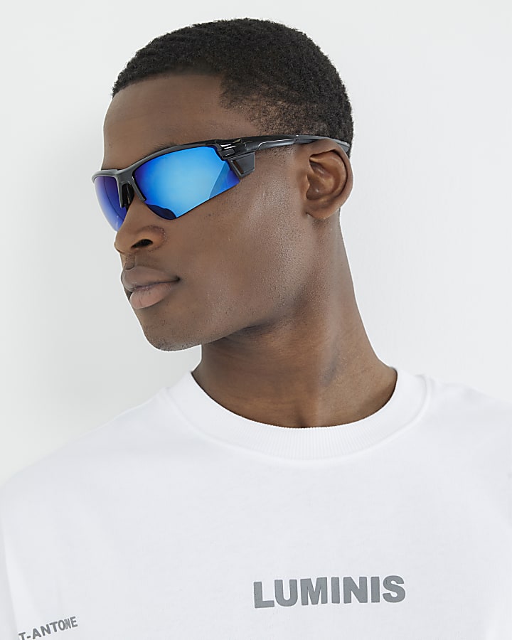 Black Festival Wrap Visor Sunglasses