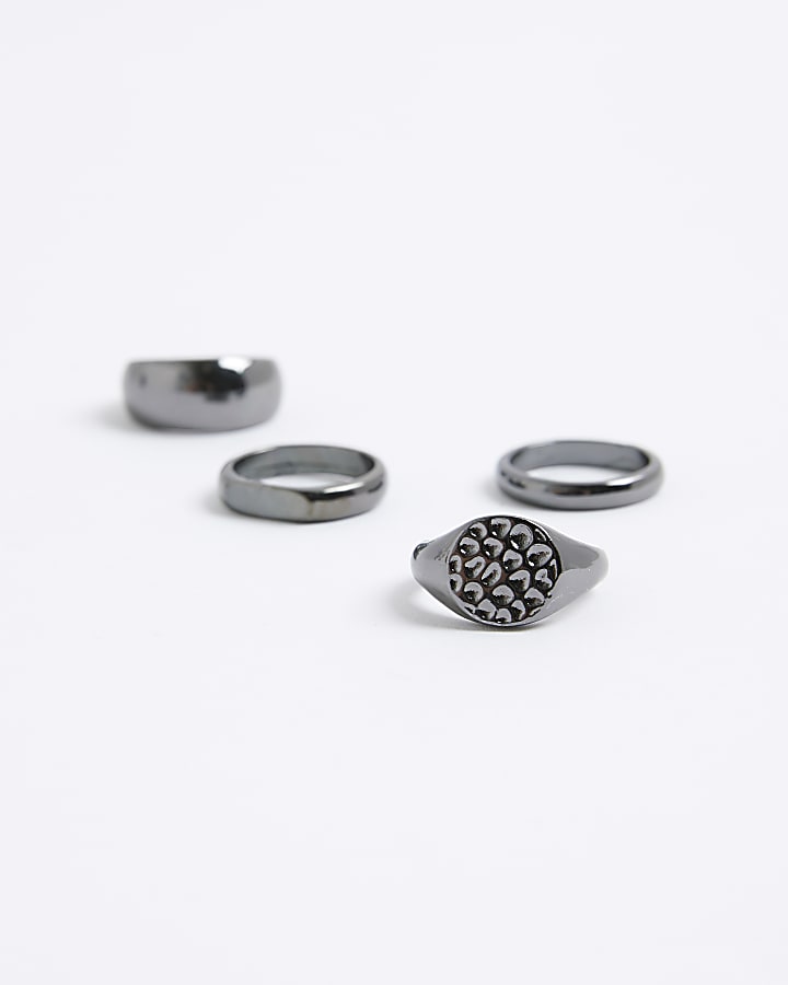 Silver Pack Of 4 Rings