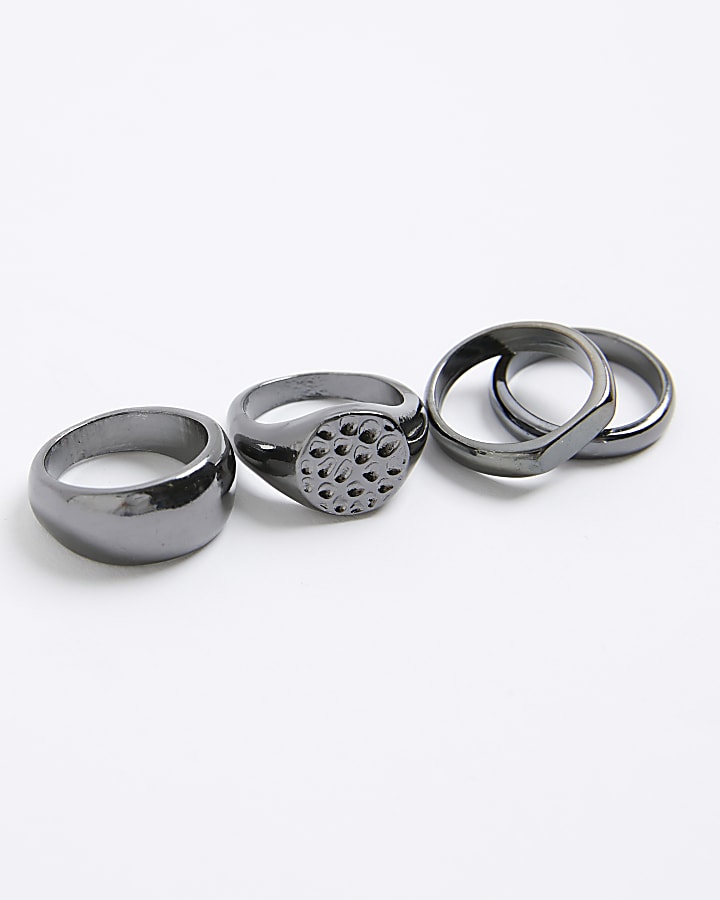 Silver Pack Of 4 Rings