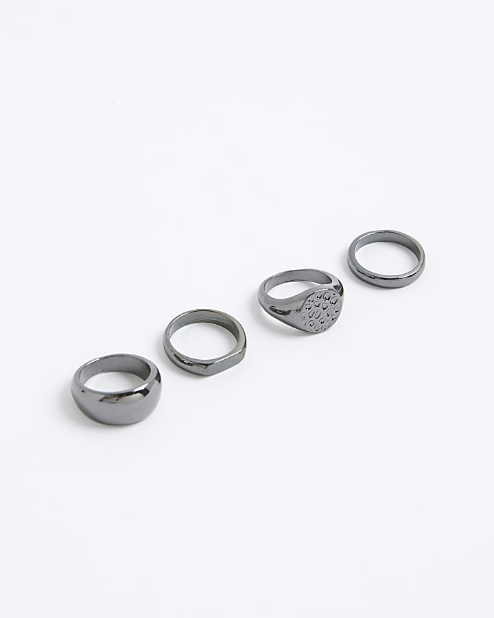 Silver Pack Of 4 Rings