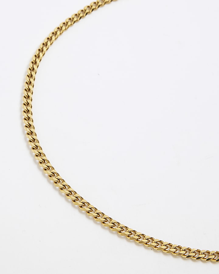 Gold T-Bar Squar Chain Necklace