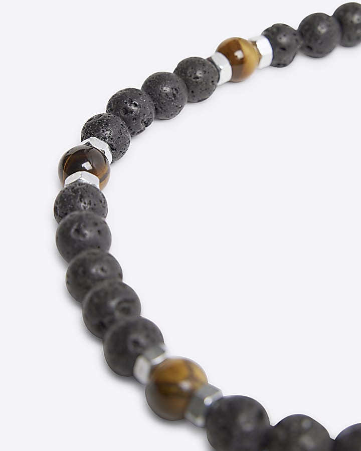 Black Beaded Tiger Eye Necklace