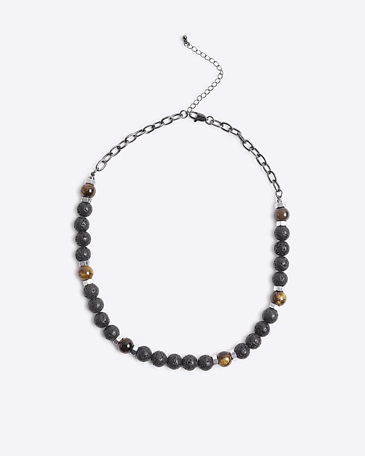 Black Beaded Tiger Eye Necklace