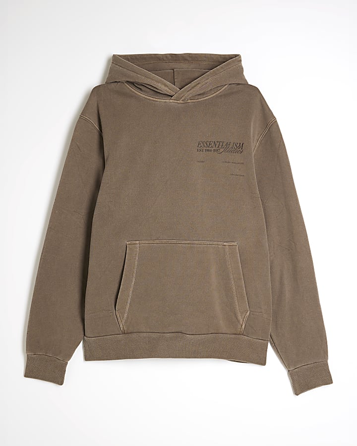 Brown Regular Fit Essentialism Hoodie