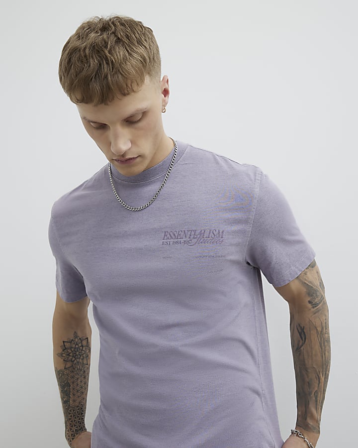 Purple Regular Fit Essentialism Marl T-Shirt