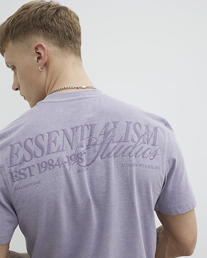 Purple Regular Fit Essentialism Marl T-Shirt