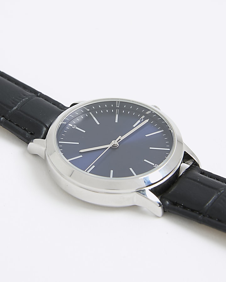 Blue Leather Strap Watch