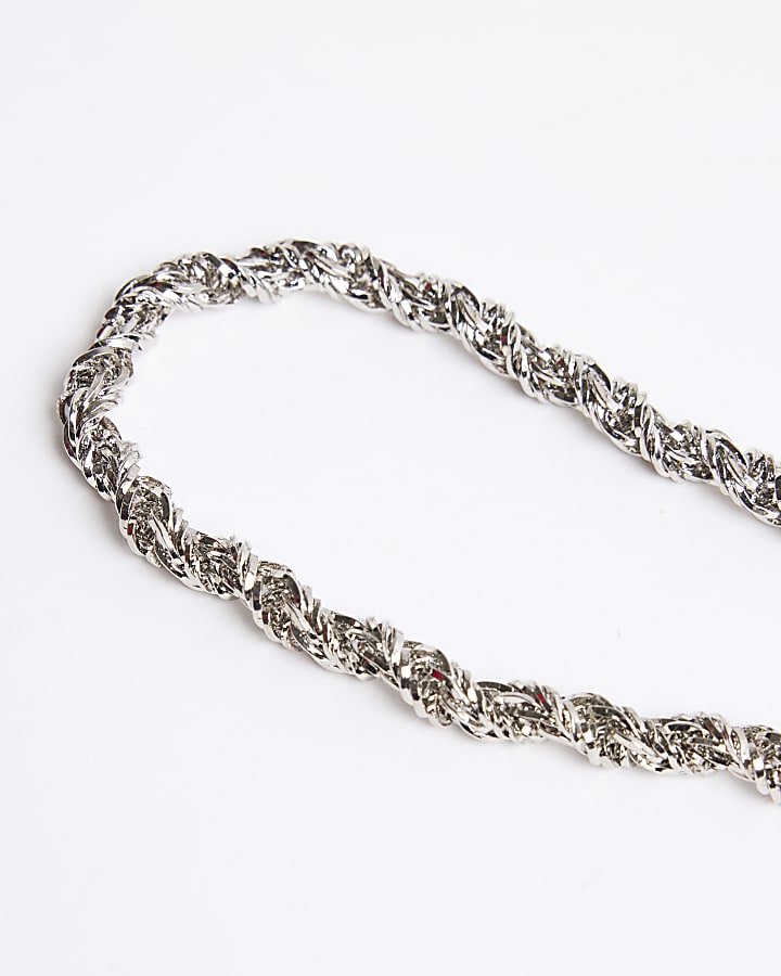 Silver Rhodium Twist Chain Necklace