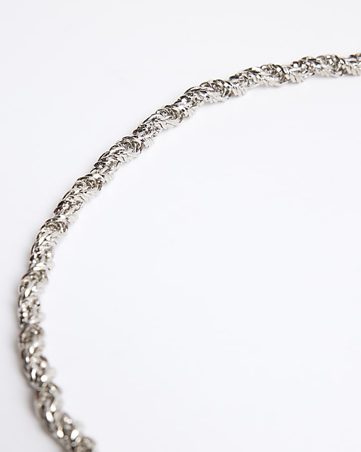 Silver Rhodium Twist Chain Necklace