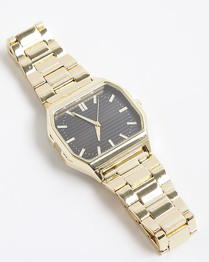 Gold Metal Hexagon Face Watch