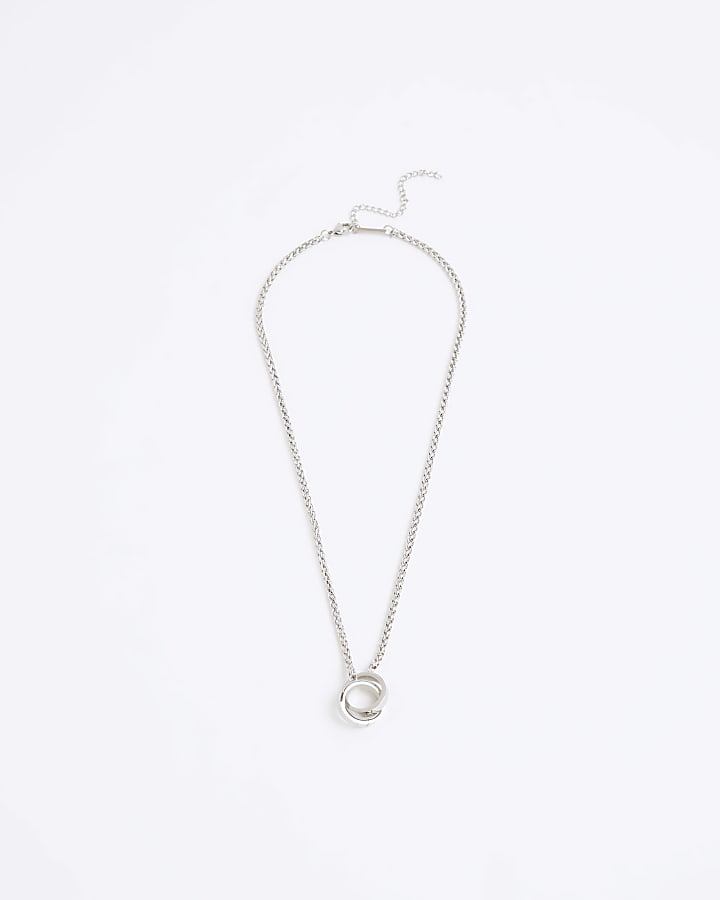 Silver Stainless Steel Circular Necklace