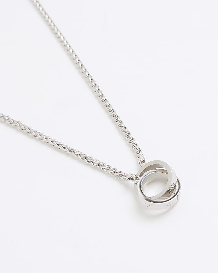 Silver Stainless Steel Circular Necklace