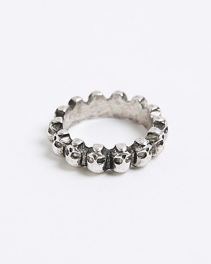 Silver Skull Brandished Ring