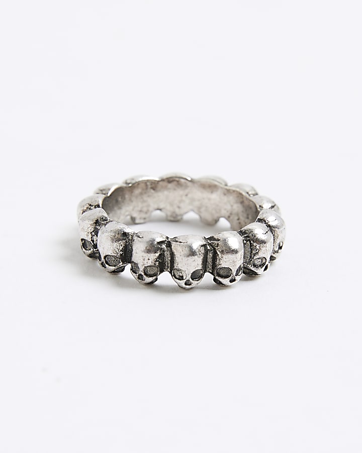 Silver Skull Brandished Ring