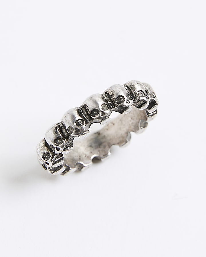 Silver Skull Brandished Ring