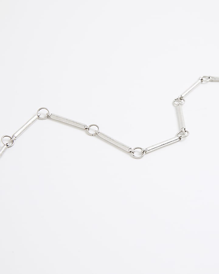 Silver Metal Bar Chain Necklace