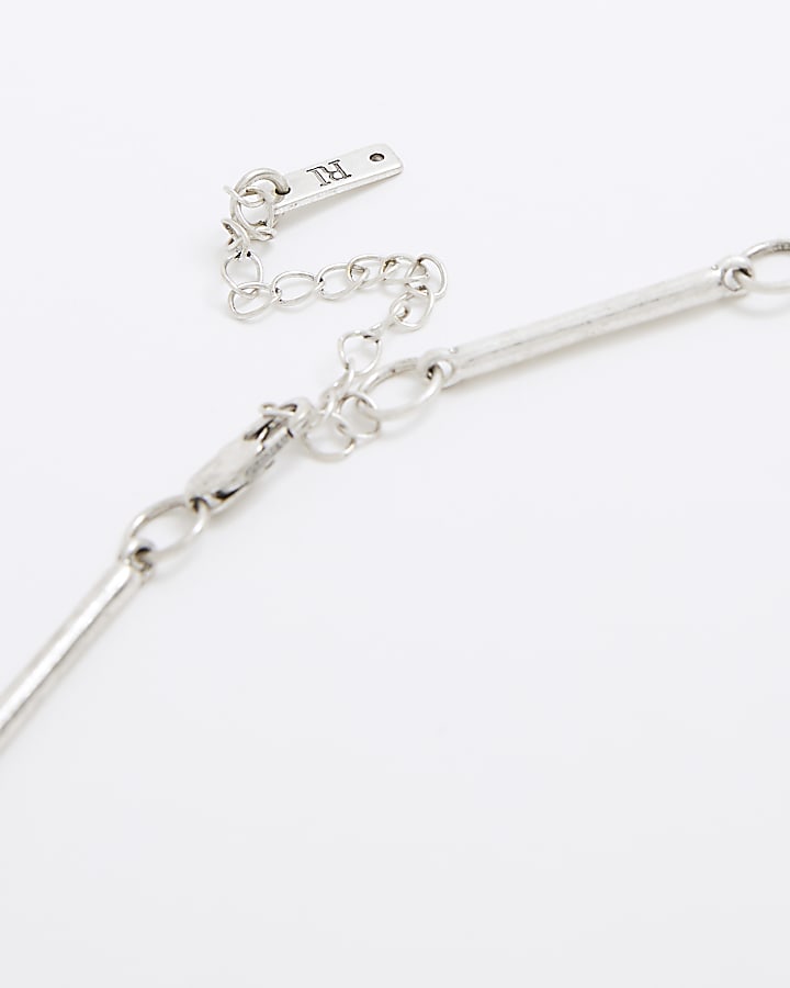 Silver Metal Bar Chain Necklace