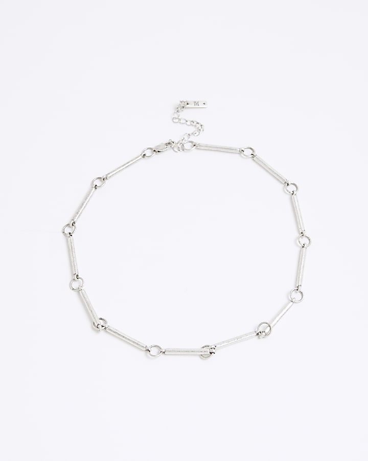 Silver Metal Bar Chain Necklace