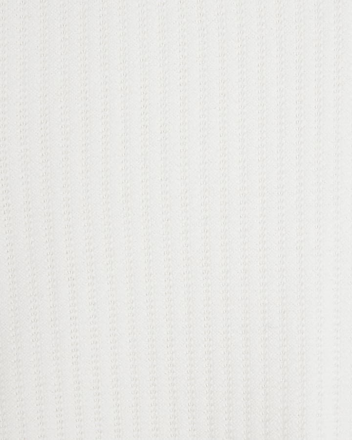 White Short Sleeve Open Collar Shirt