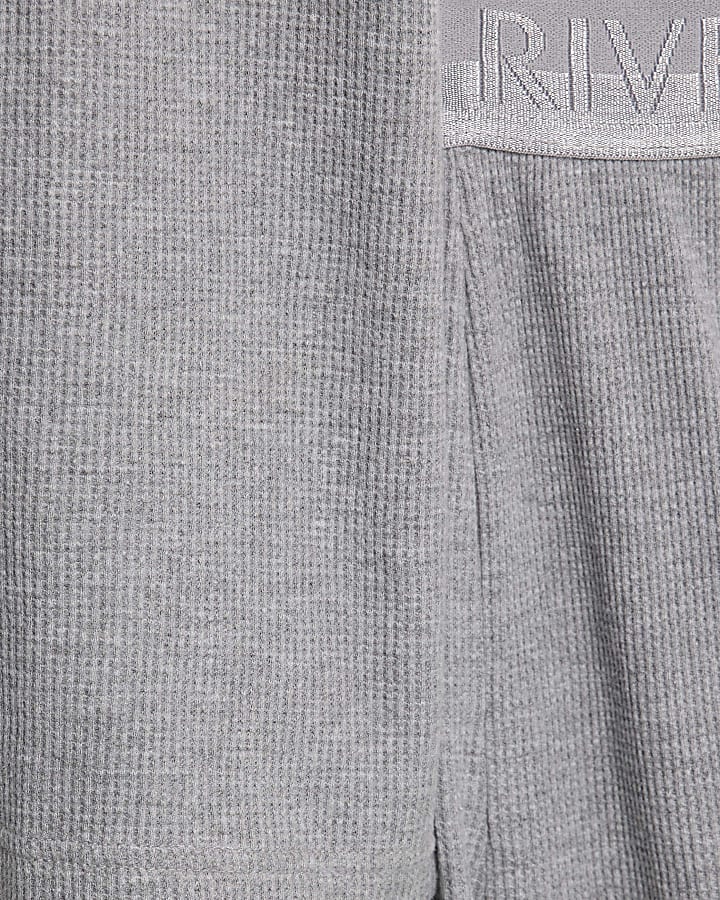 Grey Waffle T-Shirt And Shorts Set