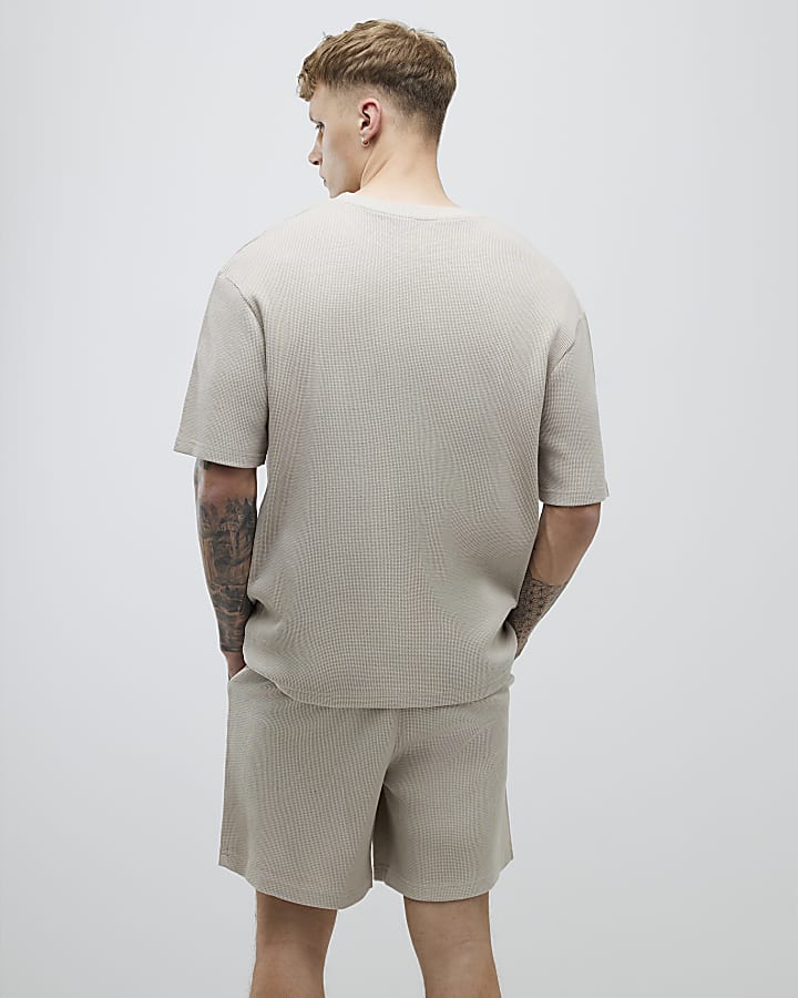 Stone Waffle T-Shirt And Shorts Set