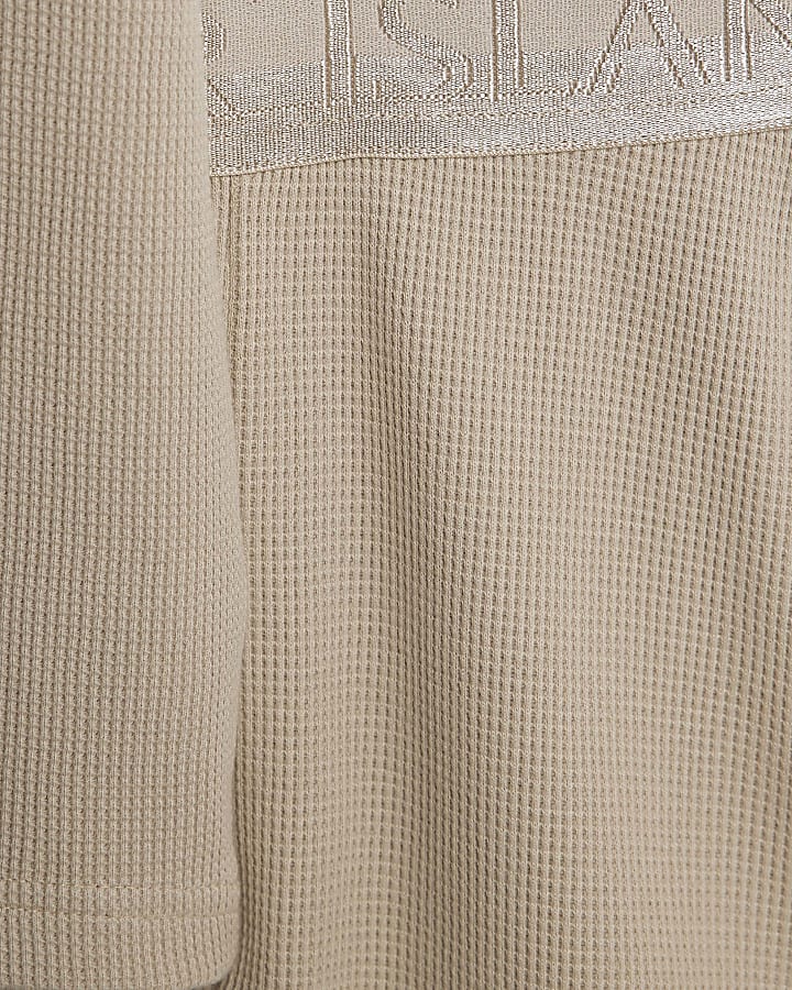 Beige Waffle T-Shirt And Shorts Set