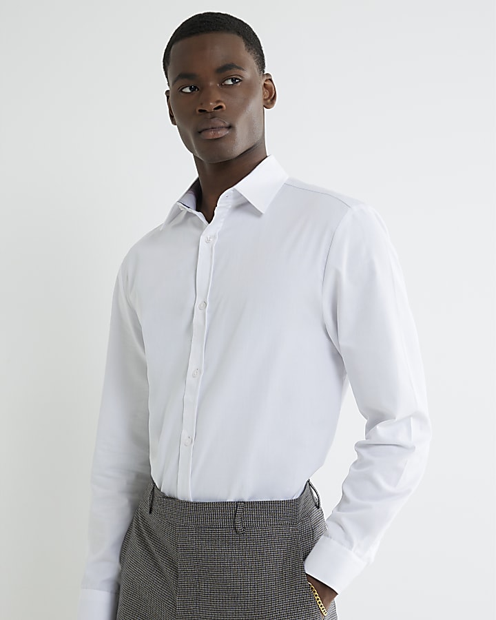 White Premium Long Sleeve Tailored Fit Shirt