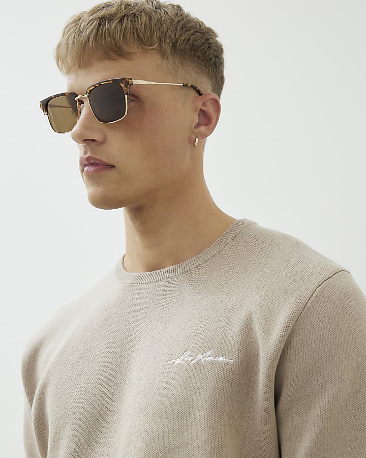 Beige Oversized Fit 2 In 1 Knitted T-Shirt