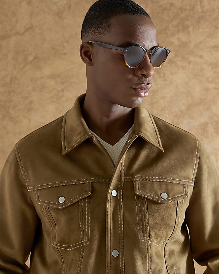 Brown Regular Fit Western jacket