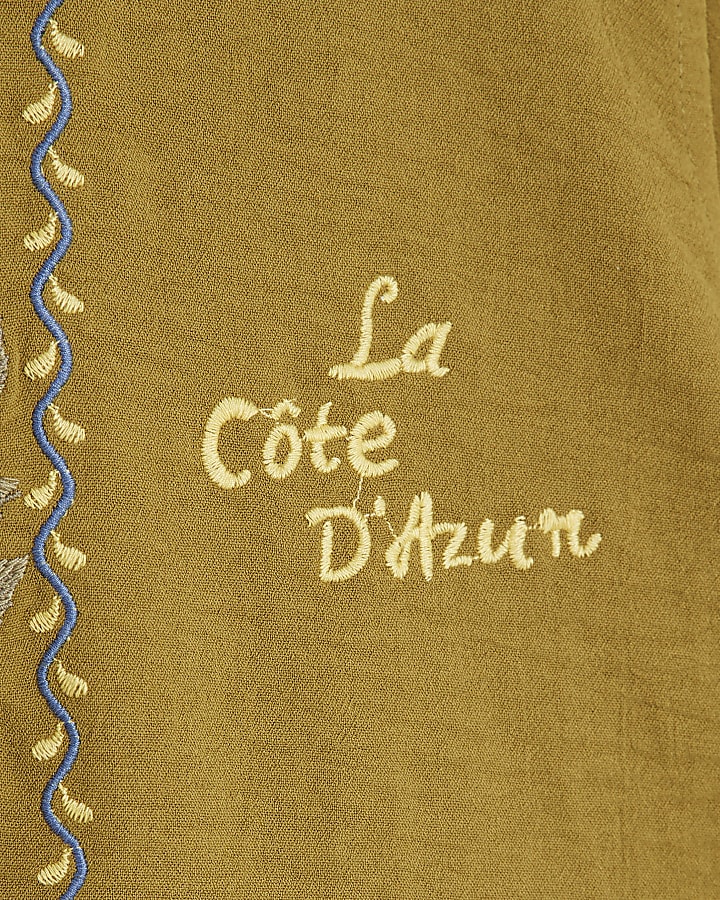 Yellow Regular Fit Lemon Embroidered Shirt