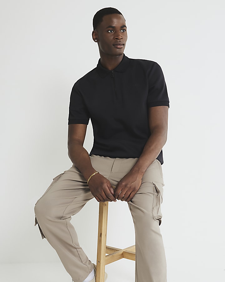Beige Slim Fit Cargo Trousers
