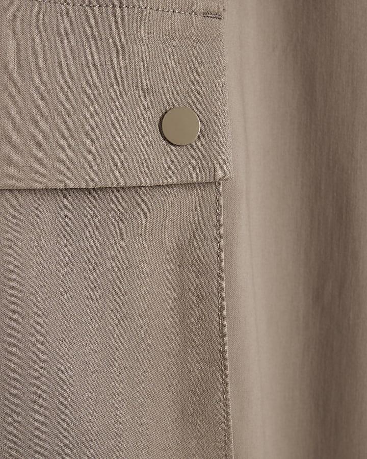 Beige Slim Fit Cargo Trousers