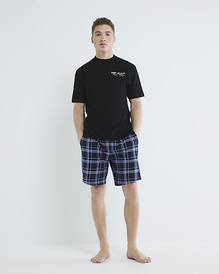 Black Check Ame Le Nuit Shorts Set