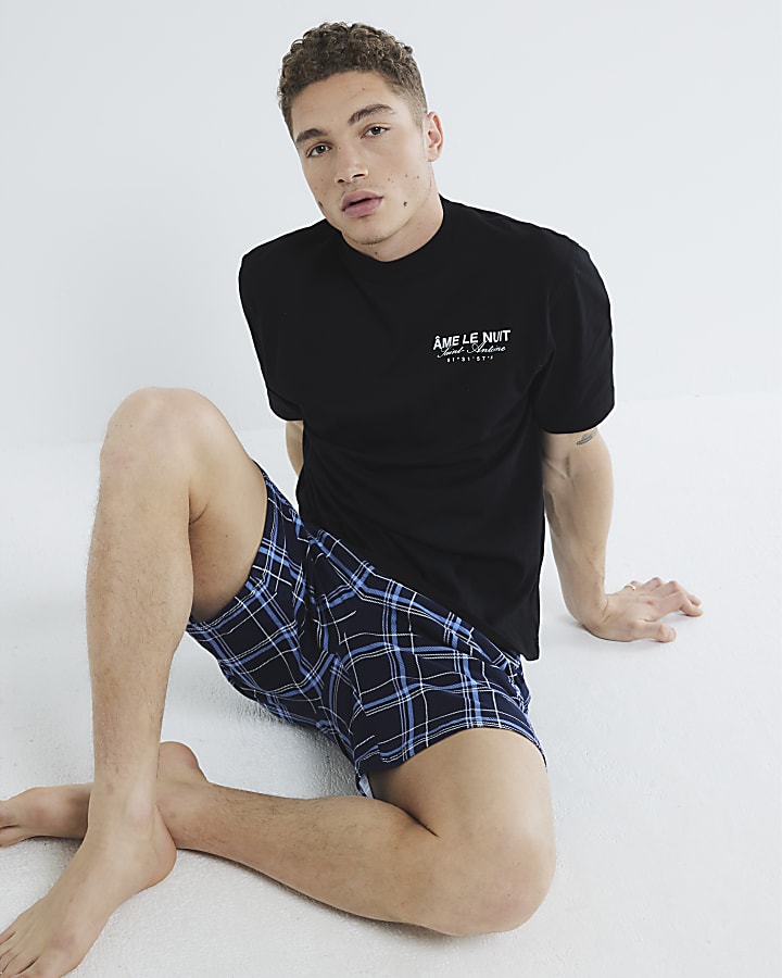 Black Check Ame Le Nuit Shorts Set