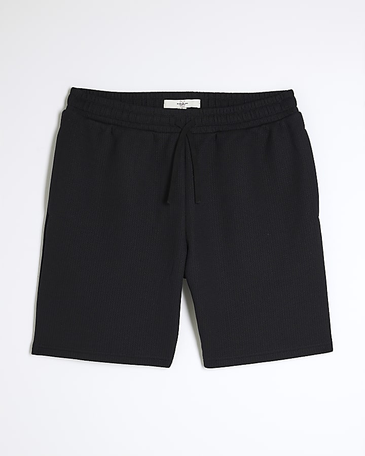 Black Slim Fit Quilted Tipped Shorts