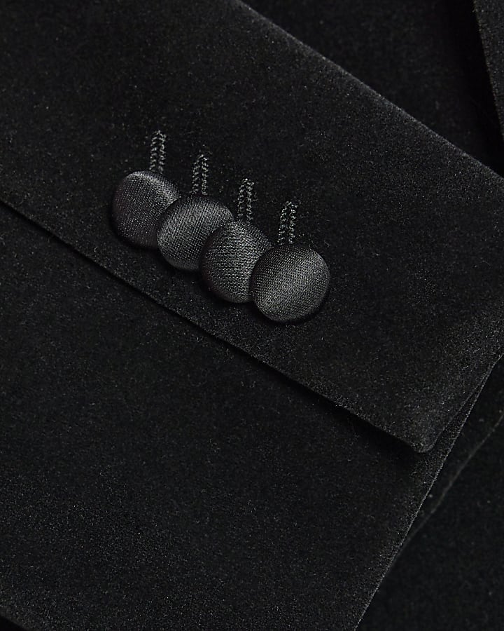 Black Slim Fit Velvet Suit Jacket