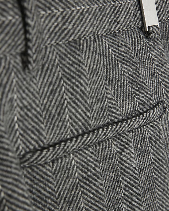Grey Relaxed Fit Stiped Suit Trousers