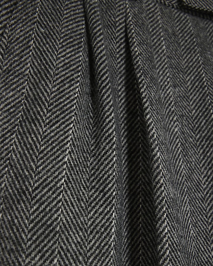 Grey Relaxed Fit Stiped Suit Trousers