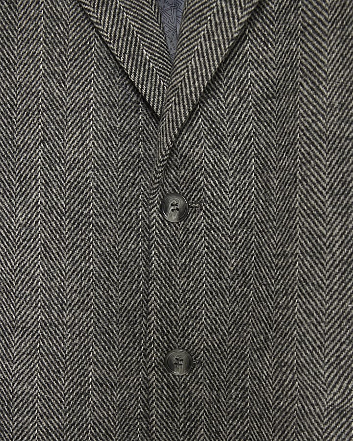 Grey Relaxed Fit Striped Suit Jacket