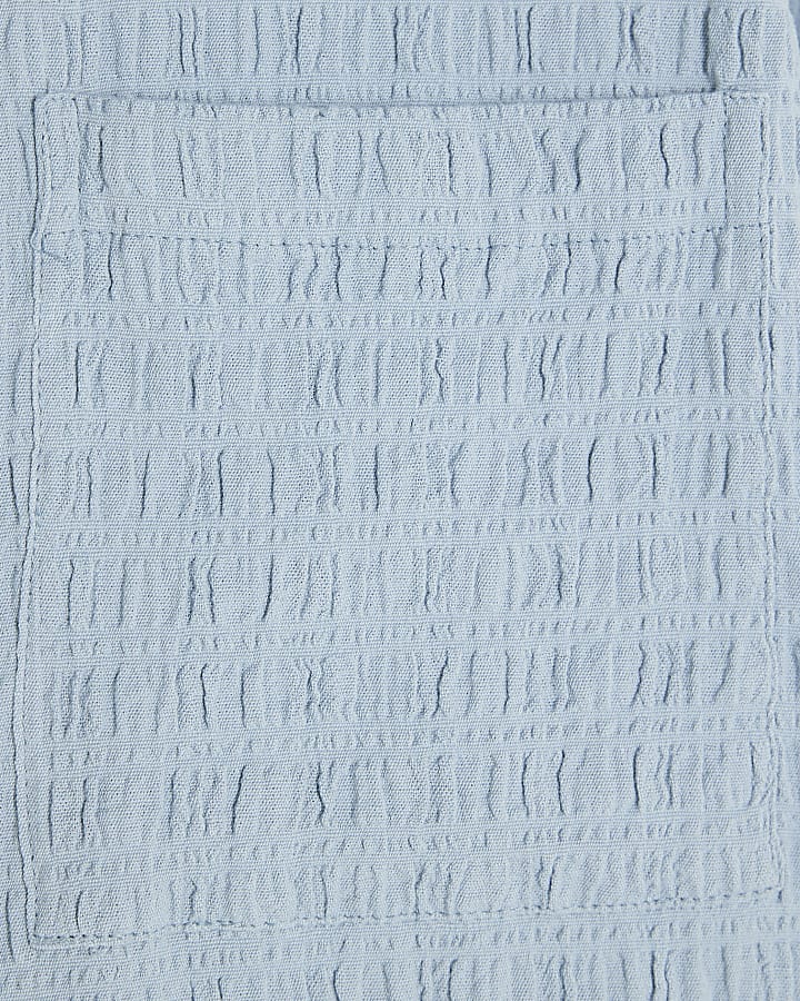 Blue Boxy Fit Crinkle Textured Shirt